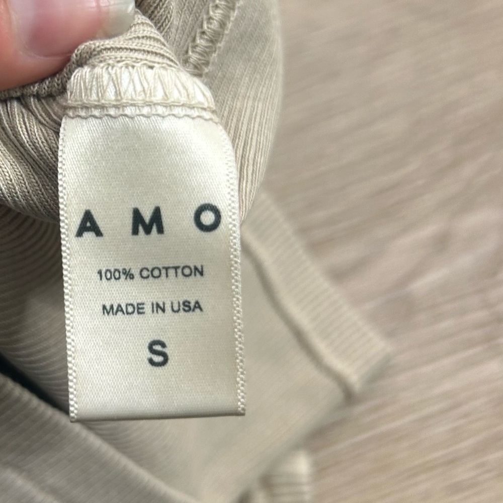 NWT AMO 100% Cotton Ribbed Scoop Neck Tan Tank Top - Picture 10 of 10